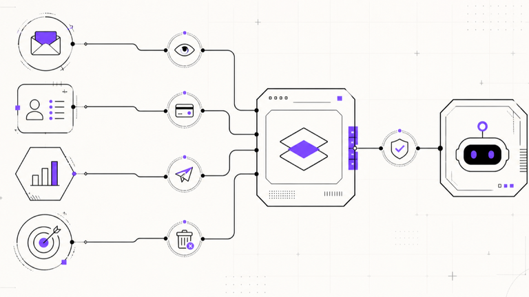 Four Smartlead API families passing through safety gates into an MCP-connected AI agent